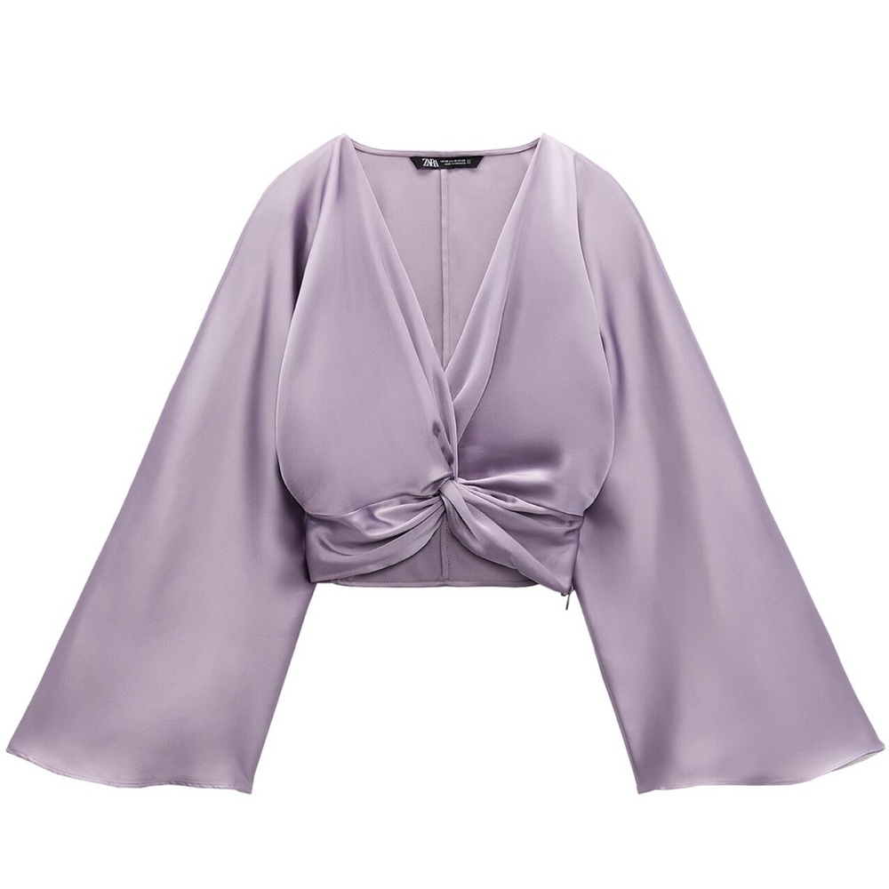 Knotted Satin Top Mauve Purple NWT